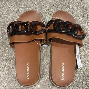 Tan slides. Lane Bryant.
